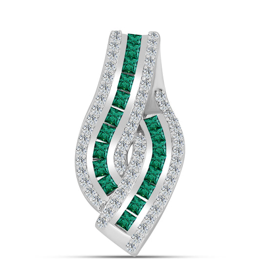 Pandantiv din Argint 925 ( 4.94 grame ) cu Moissanite verde-albăstrui marin și Topaz Alb 1.47 Carate