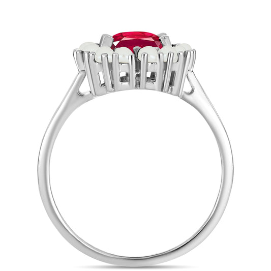 Inel din Argint 925 ( 3.21 grame ) cu Rubin Malagasy și Perlă de Apă Dulce Albă 3.34 Carate