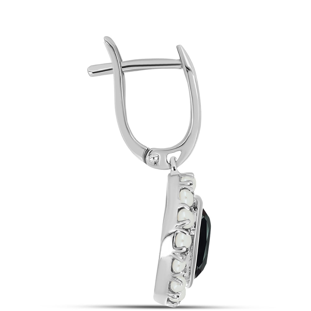 Cercei din Argint 925 ( 4.91 grame ) cu Obsidian și Perlă de Apă Dulce Albă 4.69 Carate
