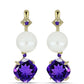 Cercei din Argint 925 Placat cu Aur ( 2.76 grame ) cu Ametist Marocan și Perlă de Apă Dulce Albă 10.69 Carate