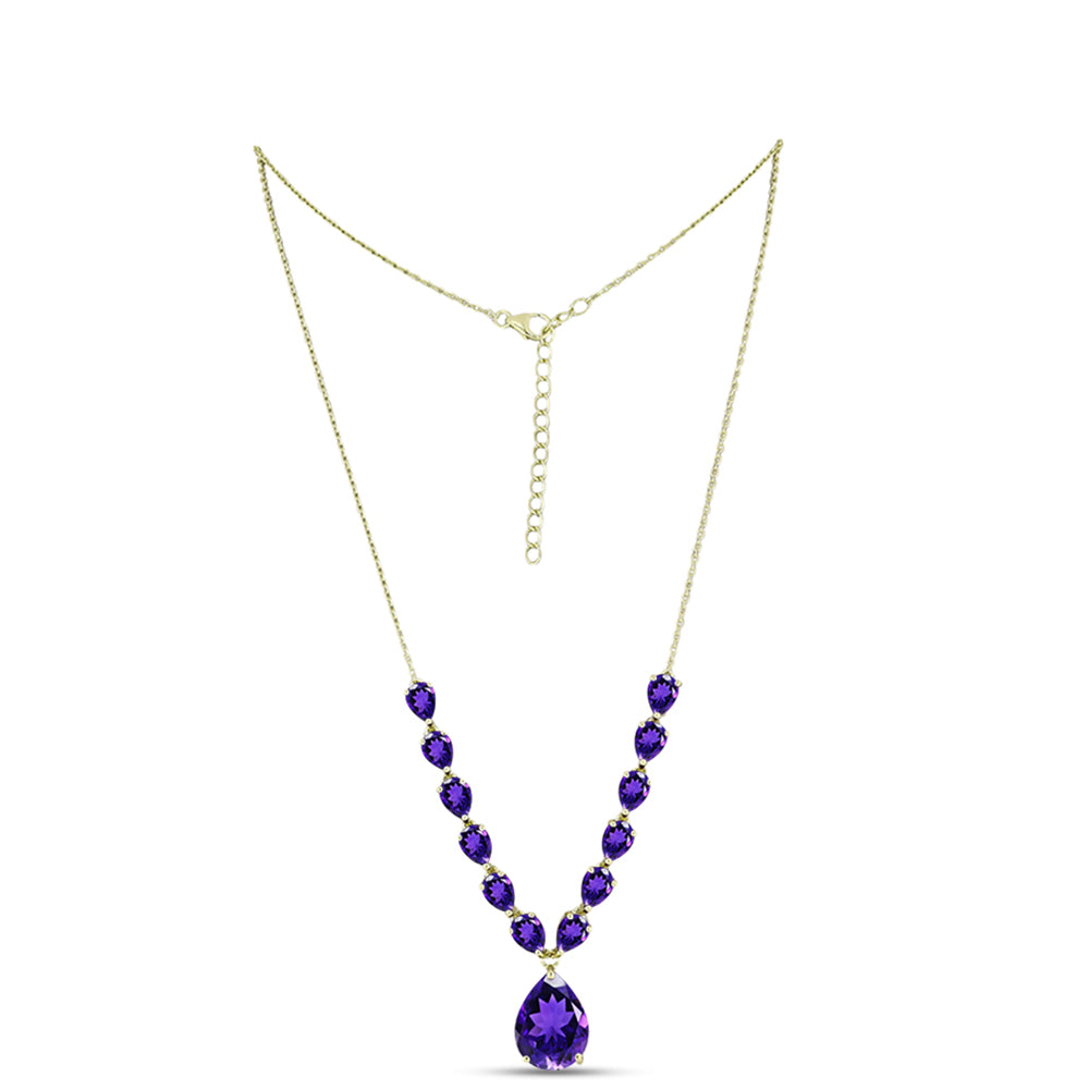 Colier din Argint 925 Placat cu Aur ( 7.02 grame ) cu Ametist Marocan 14.61 Carate 1 