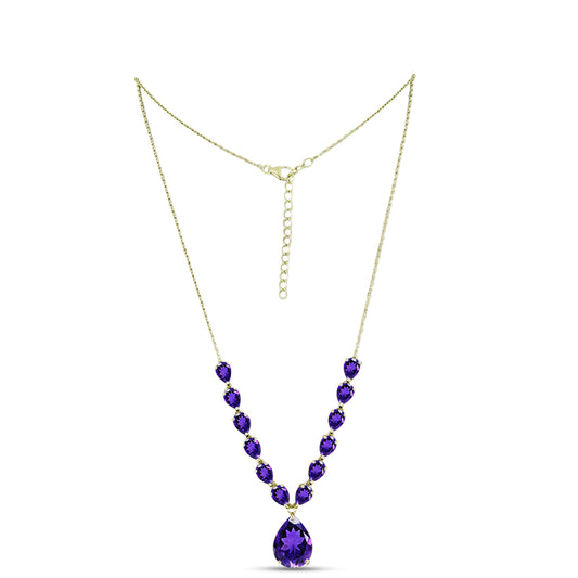 Colier din Argint 925 Placat cu Aur ( 7.02 grame ) cu Ametist Marocan 14.61 Carate