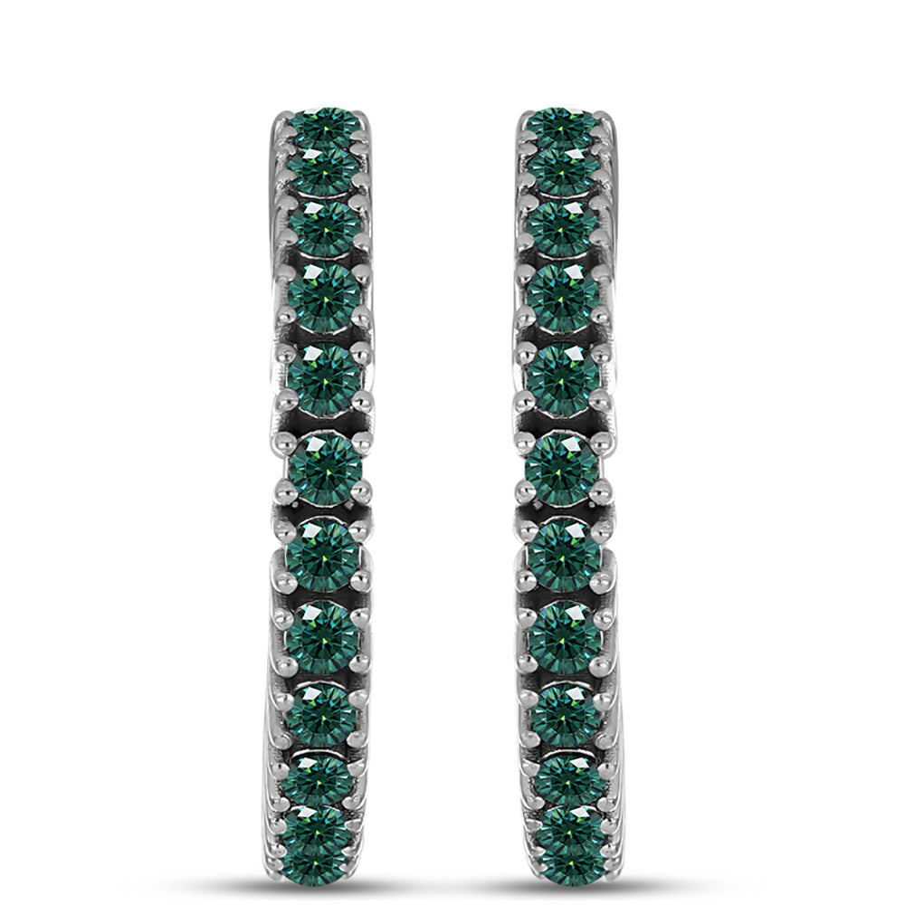 Cercei din Argint 925 ( 4.91 grame ) cu Moissanite verde-albăstrui marin 1.21 Carate