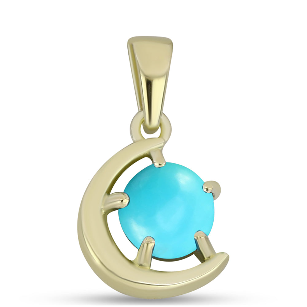 Pandantiv din Argint 925 Placat cu Aur ( 1.06 grame ) cu Turcoaz ”Frumoasa Adormită” 0.72 Carate 1 