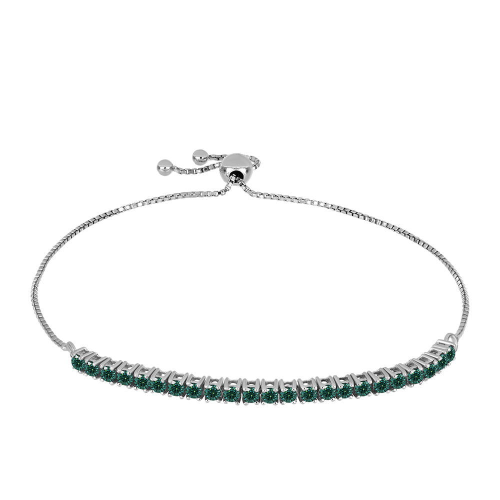 Brățară din Argint 925 ( 4.22 grame ) cu Moissanite verde-albăstrui marin 1.46 Carate 1 