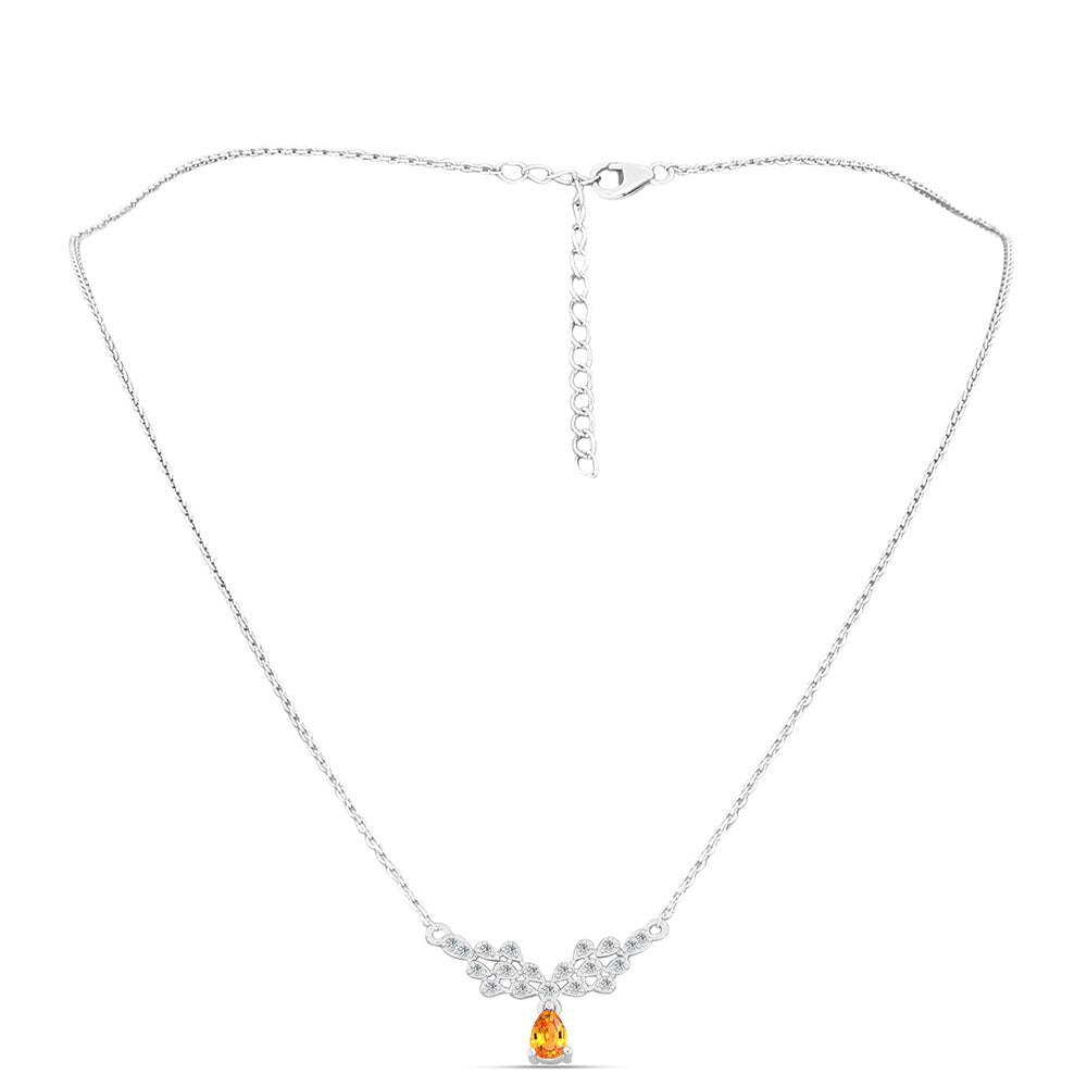 Colier din Argint 925 ( 3.3 grame ) cu Safir Padparadscha și Topaz Alb 0.68 Carate 1 