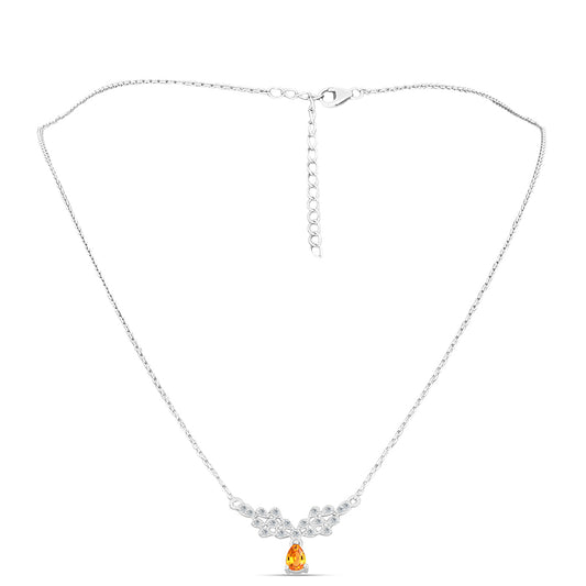 Colier din Argint 925 ( 3.3 grame ) cu Safir Padparadscha și Topaz Alb 0.68 Carate