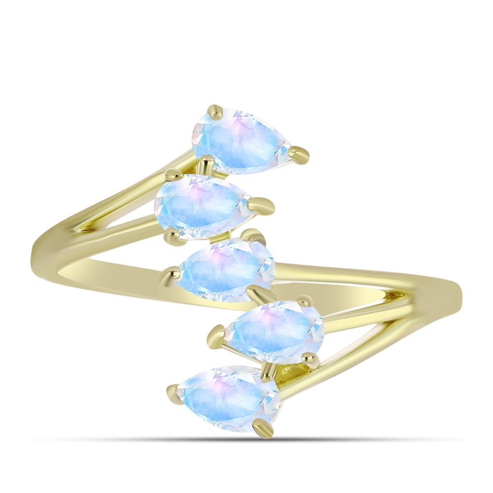 Inel din Argint 925 Placat cu Aur ( 2.48 grame ) cu Piatra Lunii Curcubeu 1.08 Carate