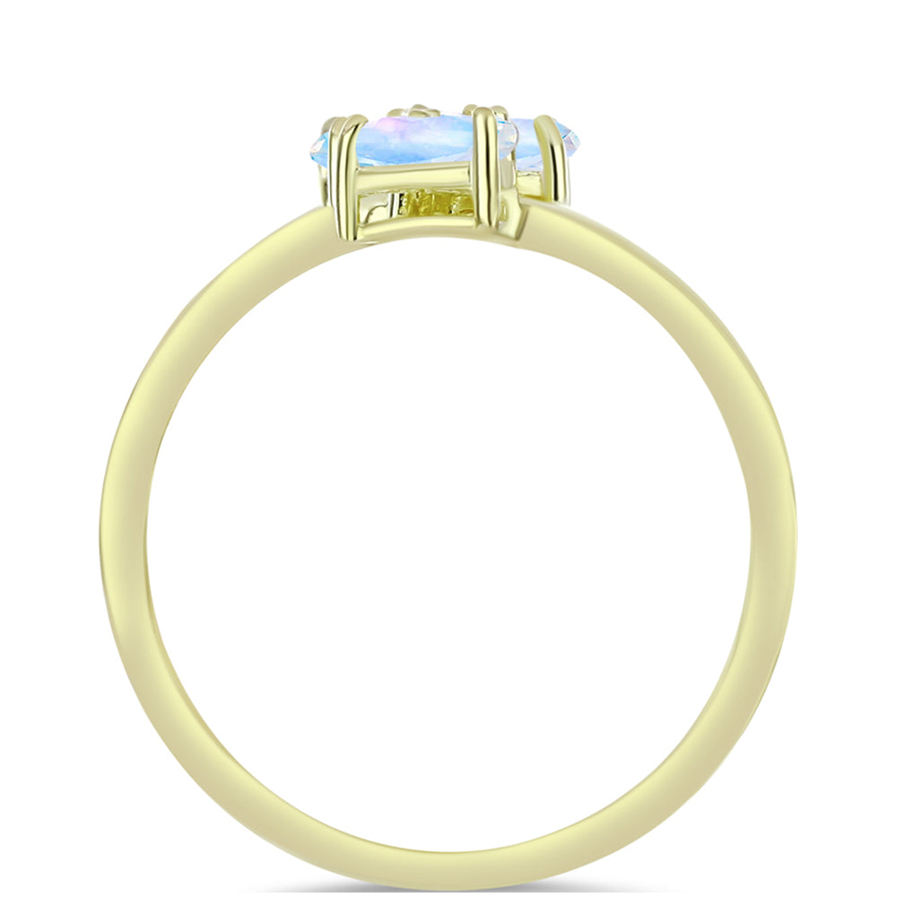 Inel din Argint 925 Placat cu Aur ( 2.48 grame ) cu Piatra Lunii Curcubeu 1.08 Carate 2 