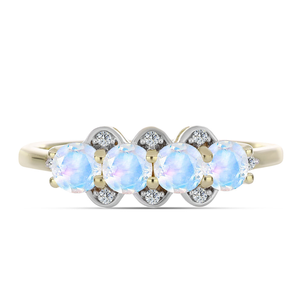 Inel din Argint 925 Placat cu Aur ( 2.35 grame ) cu Piatra Lunii Curcubeu și Topaz Alb 1.1 Carate 1 