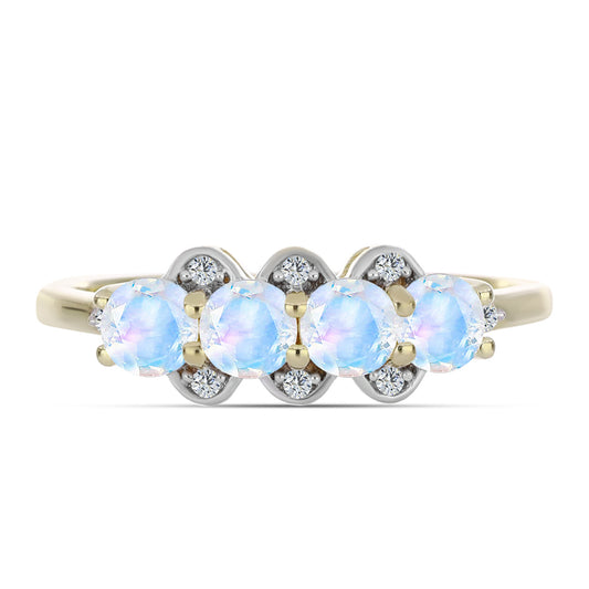 Inel din Argint 925 Placat cu Aur ( 2.35 grame ) cu Piatra Lunii Curcubeu și Topaz Alb 1.1 Carate