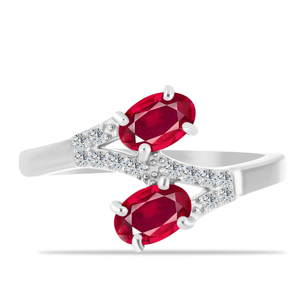 Inel din Argint 925 ( 2.52 grame ) cu Rubin Malagasy și Topaz Alb 1.41 Carate 1 