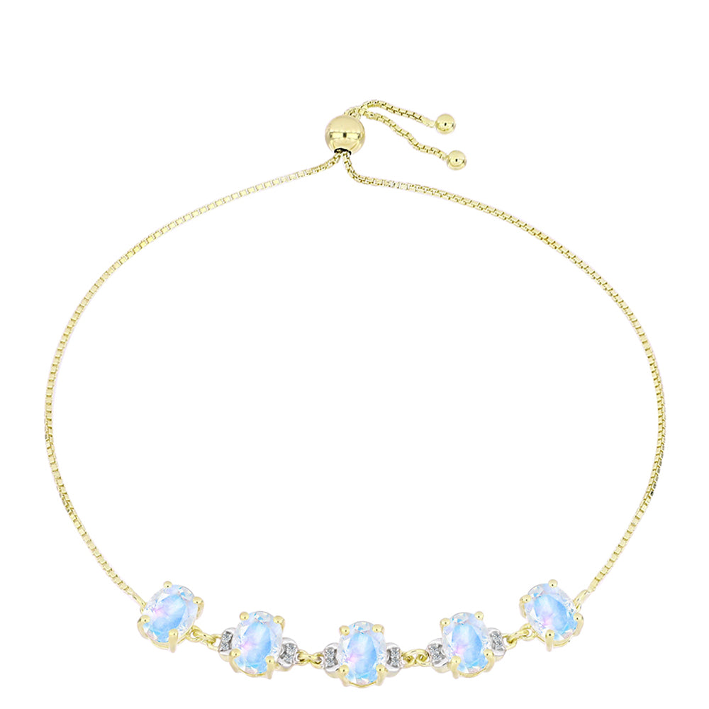 Brățară din Argint 925 Placat cu Aur ( 5.39 grame ) cu Piatra Lunii Curcubeu și Topaz Alb 5.94 Carate