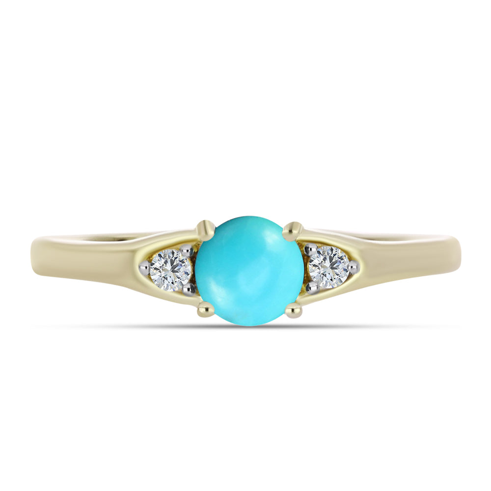 Inel din Argint 925 Placat cu Aur ( 1.95 grame ) cu Turcoaz ”Frumoasa Adormită” și Topaz Alb 0.53 Carate