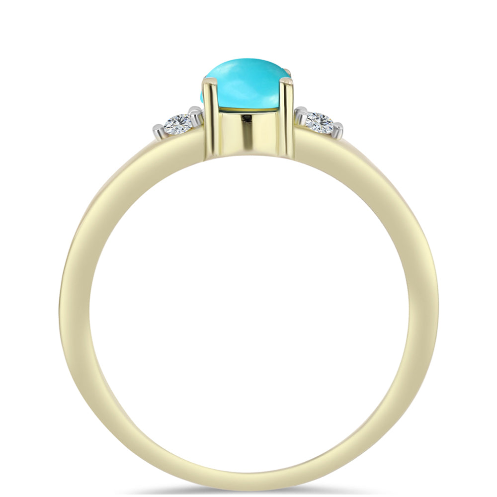 Inel din Argint 925 Placat cu Aur ( 1.95 grame ) cu Turcoaz ”Frumoasa Adormită” și Topaz Alb 0.53 Carate 2 