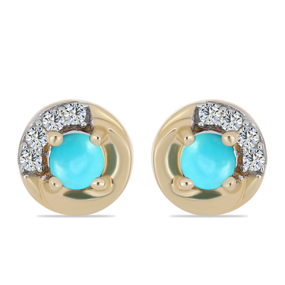 Cercei din Argint 925 Placat cu Aur ( 1.4 grame ) cu Turcoaz ”Frumoasa Adormită” și Topaz Alb 0.31 Carate 1 