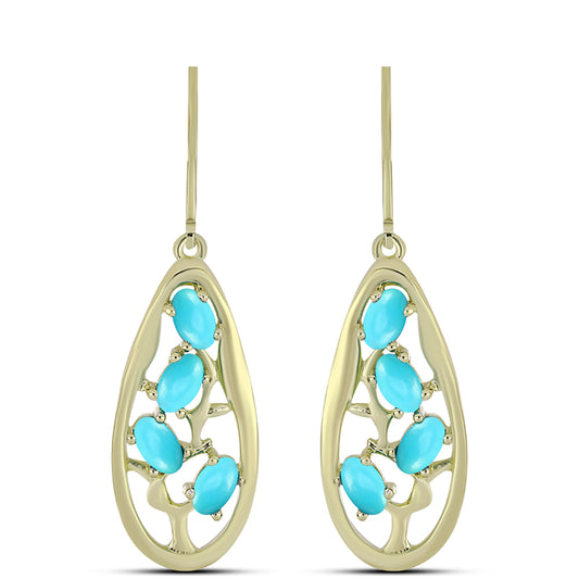 Cercei din Argint 925 Placat cu Aur ( 5.28 grame ) cu Turcoaz ”Frumoasa Adormită” 1.71 Carate