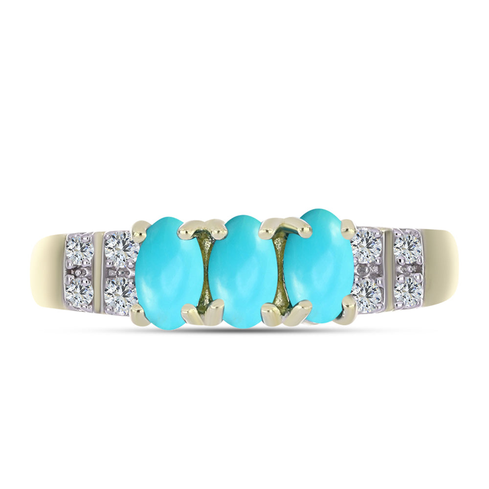 Inel din Argint 925 Placat cu Aur ( 2.53 grame ) cu Turcoaz ”Frumoasa Adormită” și Topaz Alb 0.65 Carate