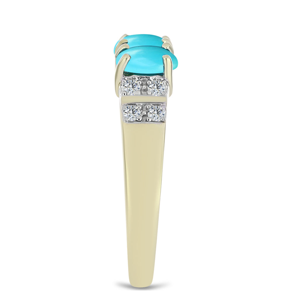 Inel din Argint 925 Placat cu Aur ( 2.53 grame ) cu Turcoaz ”Frumoasa Adormită” și Topaz Alb 0.65 Carate