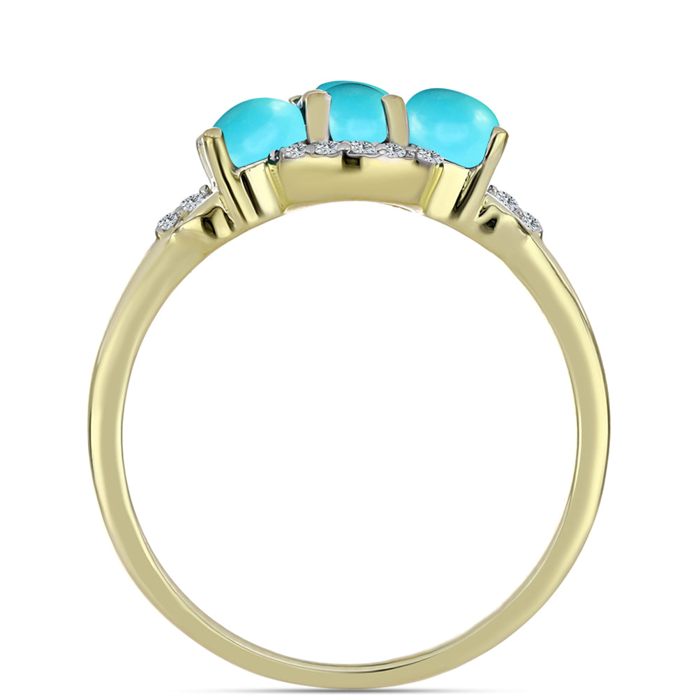 Inel din Argint 925 Placat cu Aur ( 2.34 grame ) cu Turcoaz ”Frumoasa Adormită” și Topaz Alb 1.38 Carate 2 