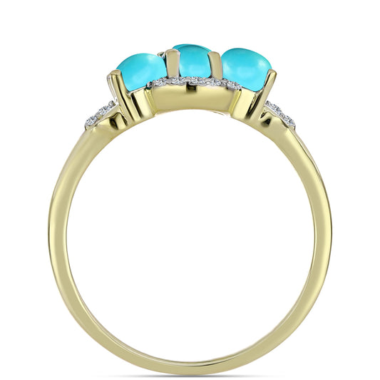 Inel din Argint 925 Placat cu Aur ( 2.34 grame ) cu Turcoaz ”Frumoasa Adormită” și Topaz Alb 1.38 Carate