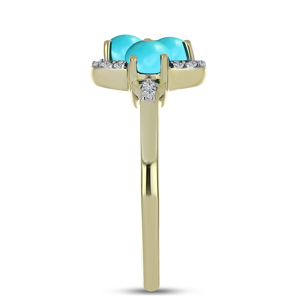 Inel din Argint 925 Placat cu Aur ( 2.34 grame ) cu Turcoaz ”Frumoasa Adormită” și Topaz Alb 1.38 Carate 4 