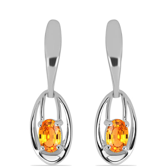 Cercei din Argint 925 ( 3.26 grame ) cu Safir Padparadscha 1.03 Carate