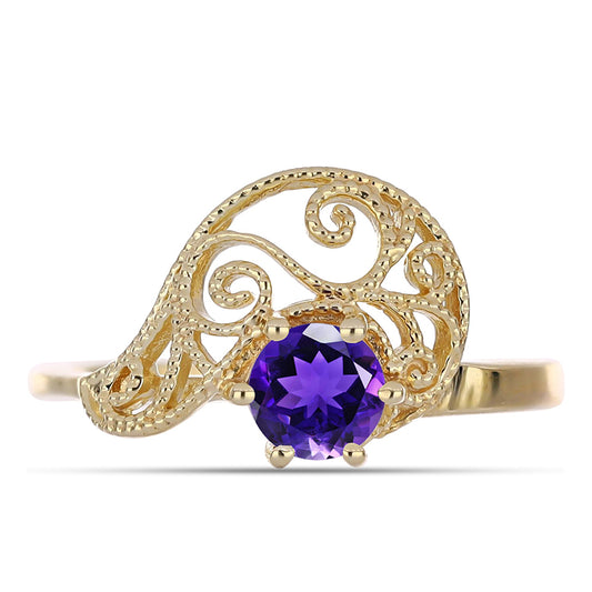 Inel din Argint 925 Placat cu Aur ( 2.25 grame ) cu Ametist Marocan 0.42 Carate