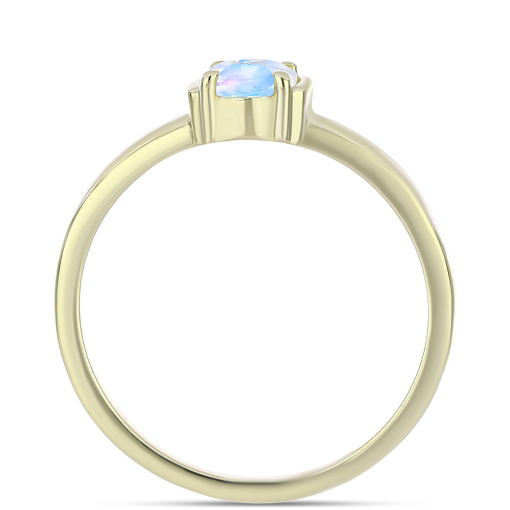 Inel din Argint 925 Placat cu Aur ( 2.29 grame ) cu Piatra Lunii Curcubeu 0.48 Carate 2 