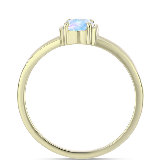 Inel din Argint 925 Placat cu Aur ( 2.29 grame ) cu Piatra Lunii Curcubeu 0.48 Carate