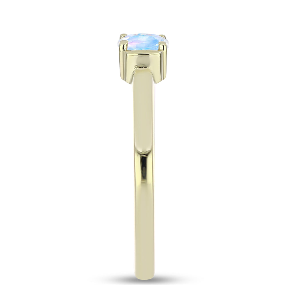 Inel din Argint 925 Placat cu Aur ( 2.29 grame ) cu Piatra Lunii Curcubeu 0.48 Carate