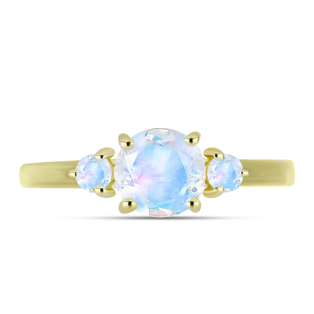 Inel din Argint 925 Placat cu Aur ( 2.18 grame ) cu Piatra Lunii Curcubeu 1.44 Carate