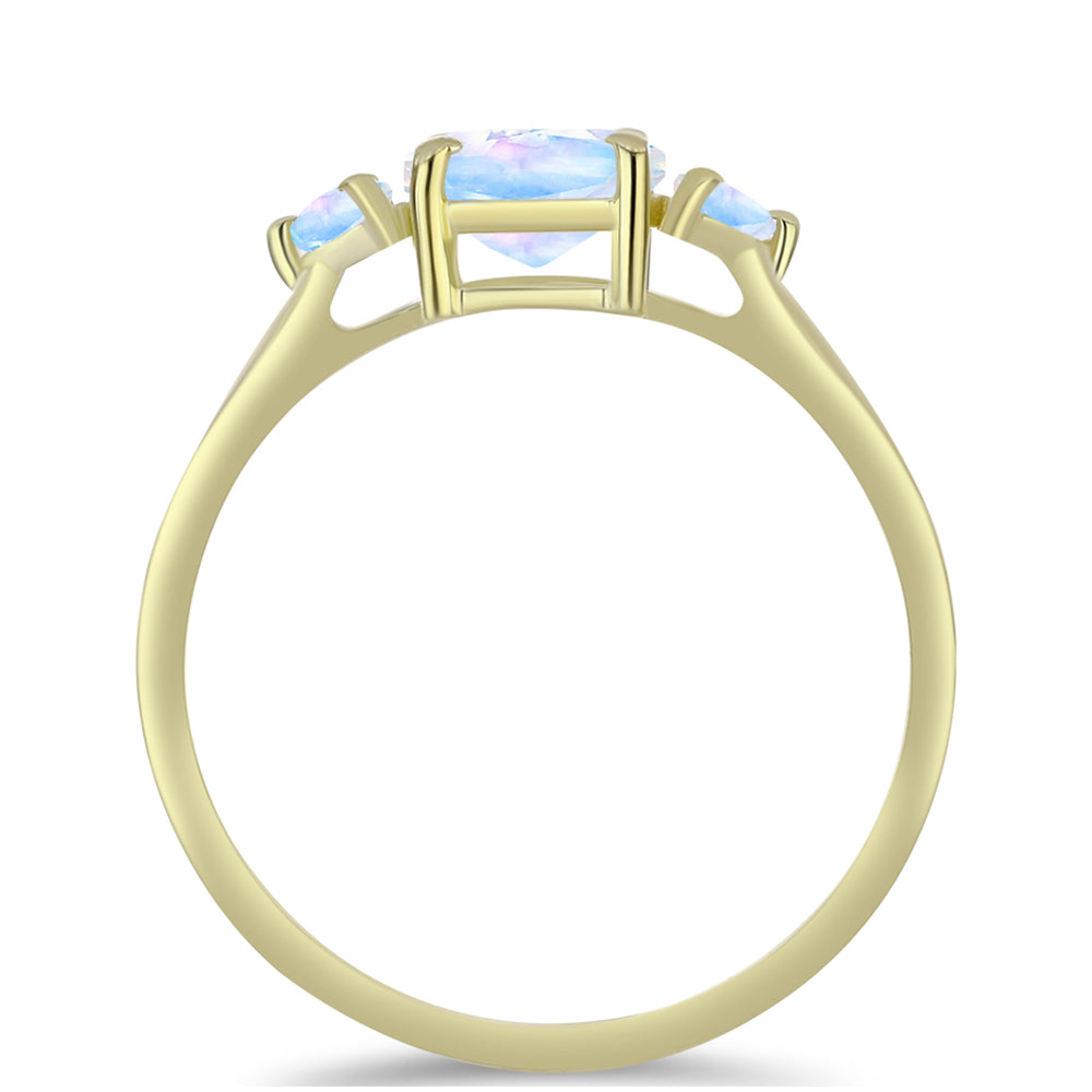 Inel din Argint 925 Placat cu Aur ( 2.18 grame ) cu Piatra Lunii Curcubeu 1.44 Carate 2 