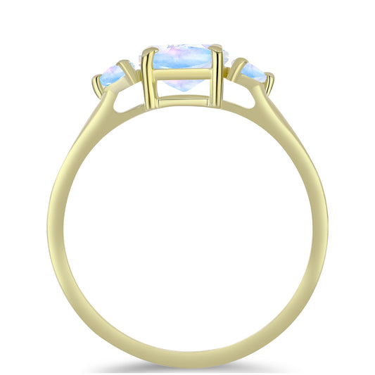 Inel din Argint 925 Placat cu Aur ( 2.18 grame ) cu Piatra Lunii Curcubeu 1.44 Carate