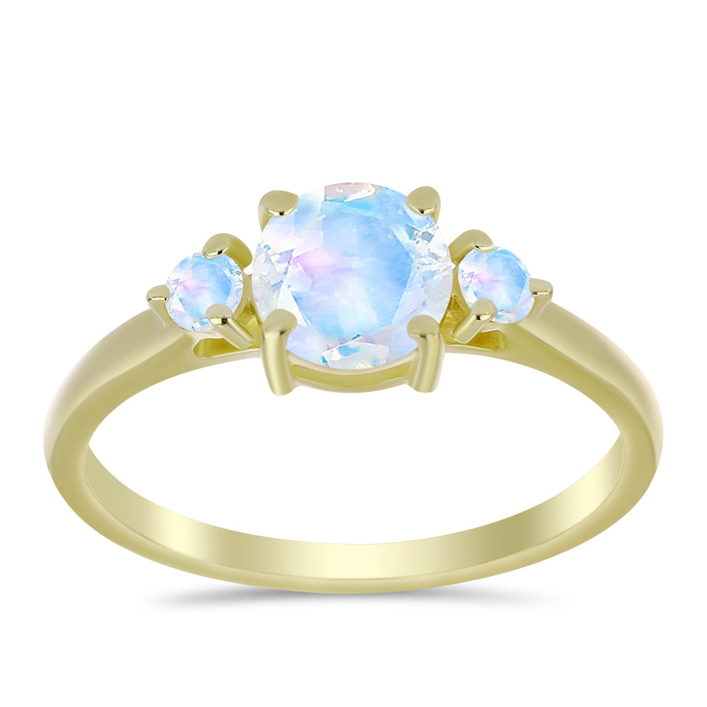 Inel din Argint 925 Placat cu Aur ( 2.18 grame ) cu Piatra Lunii Curcubeu 1.44 Carate