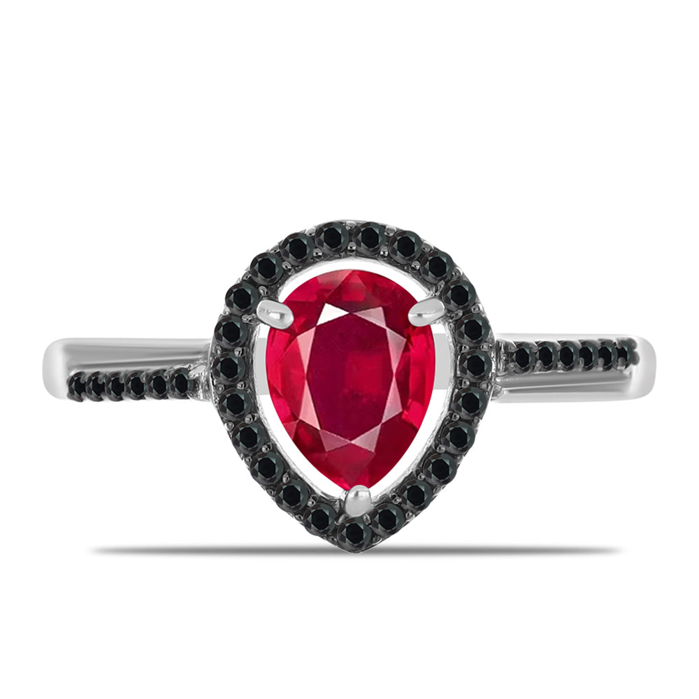 Inel din Argint 925 ( 2.27 grame ) cu Rubin Malagasy și Spinel Negru 1.95 Carate