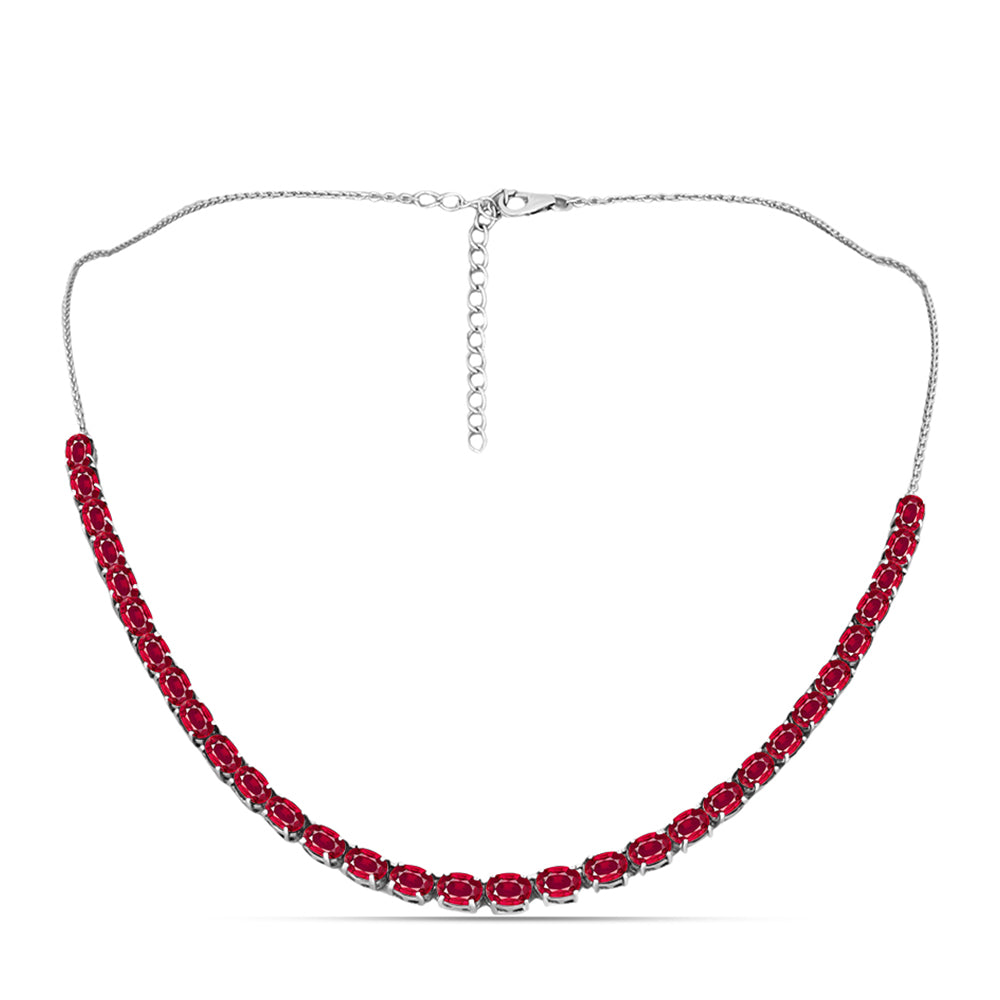 Colier din Argint 925 ( 9.62 grame ) cu Rubin Malagasy 19.51 Carate 1 