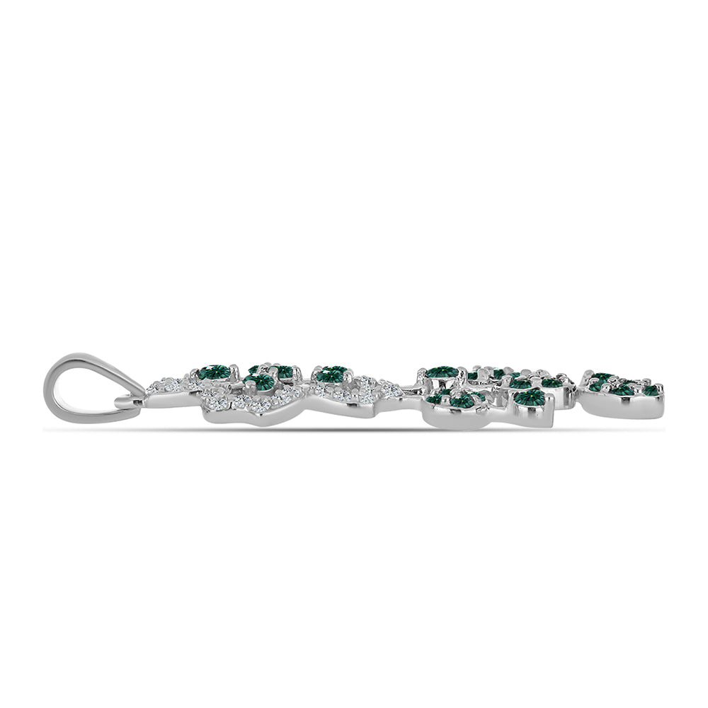 Pandantiv din Argint 925 ( 3.22 grame ) cu Moissanite verde-albăstrui marin și Topaz Alb 1.04 Carate
