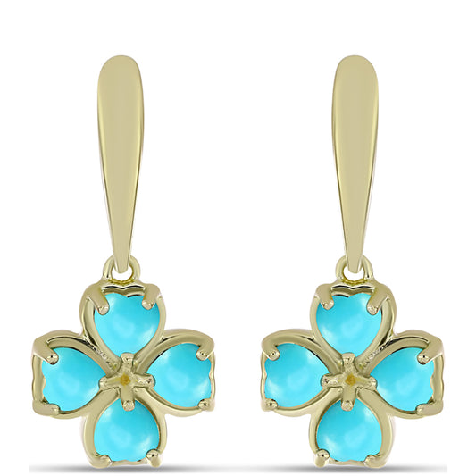 Cercei din Argint 925 Placat cu Aur ( 4.04 grame ) cu Turcoaz ”Frumoasa Adormită” 2.05 Carate