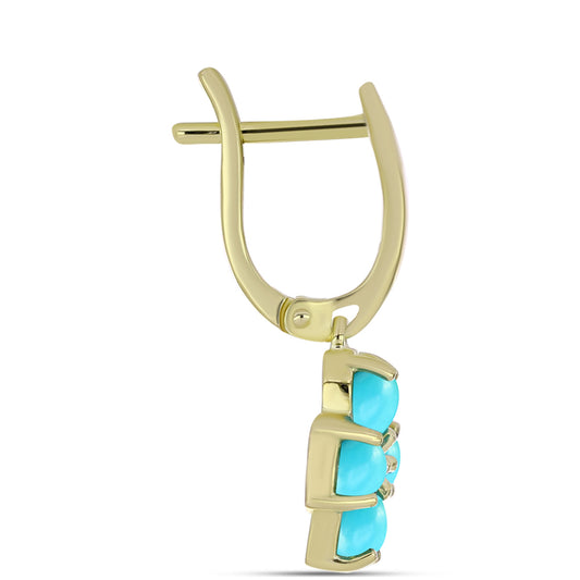 Cercei din Argint 925 Placat cu Aur ( 4.04 grame ) cu Turcoaz ”Frumoasa Adormită” 2.05 Carate