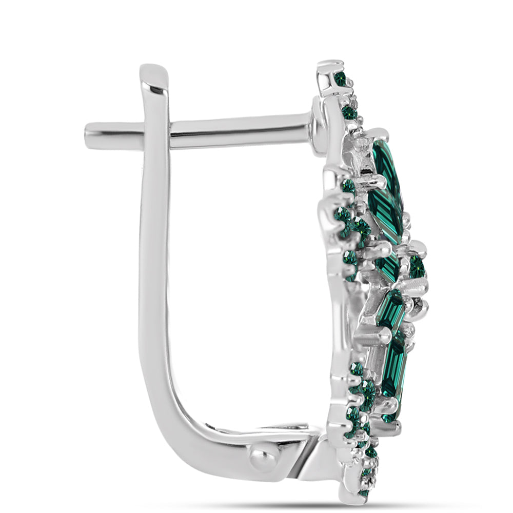 Cercei din Argint 925 ( 4.54 grame ) cu Moissanite verde-albăstrui marin 1.78 Carate 2 