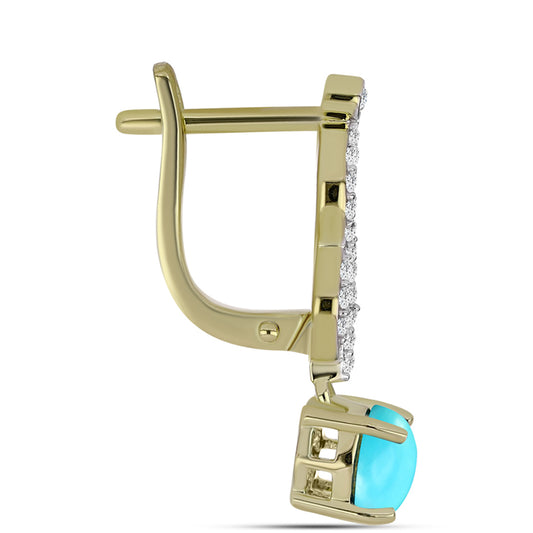 Cercei din Argint 925 Placat cu Aur ( 3.92 grame ) cu Turcoaz ”Frumoasa Adormită” și Topaz Alb 2.04 Carate