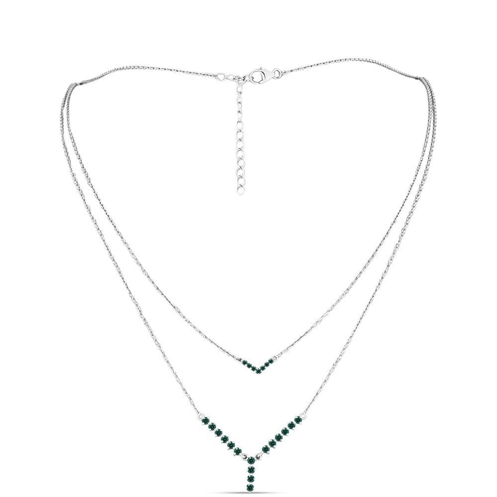 Colier din Argint 925 ( 5.05 grame ) cu Moissanite verde-albăstrui marin 0.61 Carate 1 