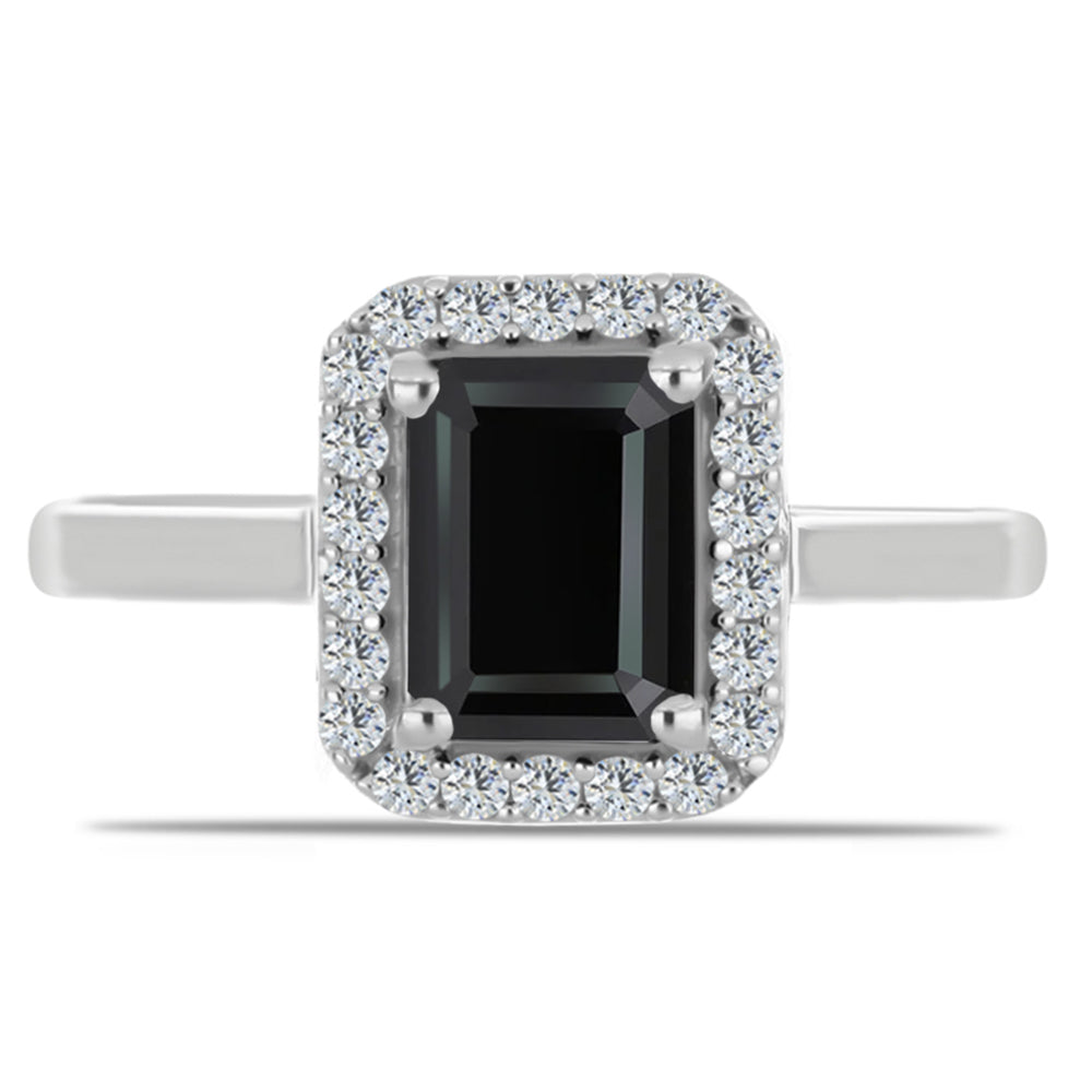 Inel din Argint 925 ( 2.45 grame ) cu Obsidian și Topaz Alb 0.99 Carate