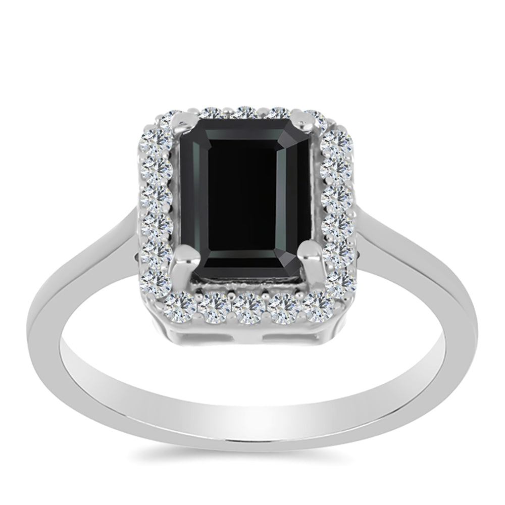 Inel din Argint 925 ( 2.45 grame ) cu Obsidian și Topaz Alb 0.99 Carate 3 