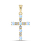 Cruce Pandantiv din Argint 925 Placat cu Aur ( 1.01 grame ) cu Piatra Lunii Curcubeu și Topaz Alb 0.45 Carate