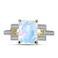 Inel din Argint 925 Placat cu Aur ( 3.15 grame ) cu Piatra Lunii Curcubeu și Topaz Alb 3.01 Carate