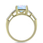 Inel din Argint 925 Placat cu Aur ( 3.15 grame ) cu Piatra Lunii Curcubeu și Topaz Alb 3.01 Carate