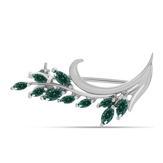 Broşă din Argint 925 ( 1.69 grame ) cu Moissanite verde-albăstrui marin 0.44 Carate