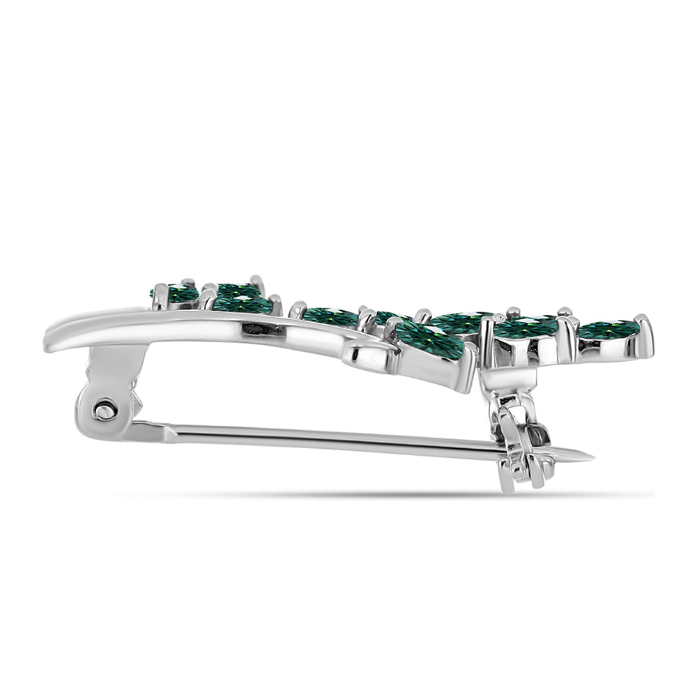 Broşă din Argint 925 ( 1.69 grame ) cu Moissanite verde-albăstrui marin 0.44 Carate 2 
